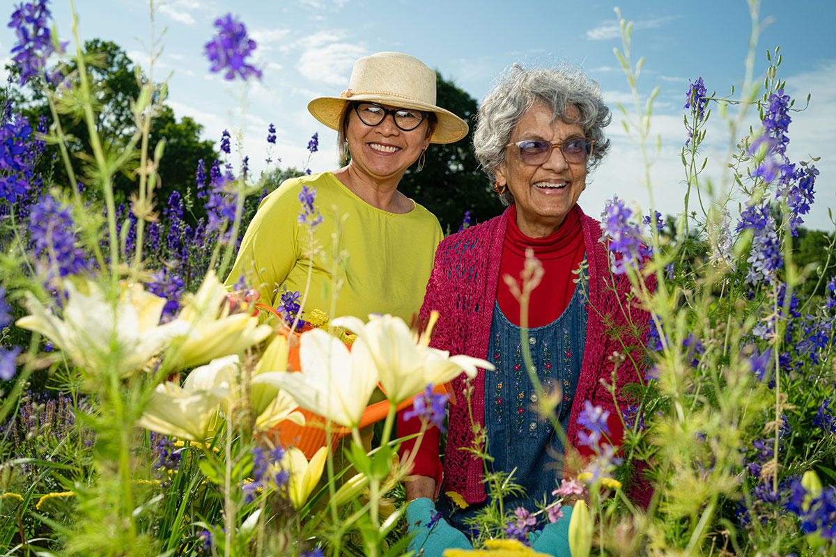 women in flower gareden