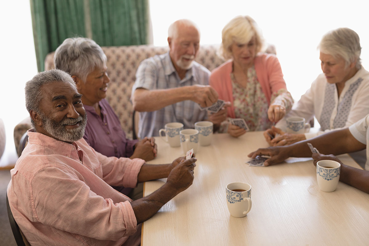 seniors playing cards