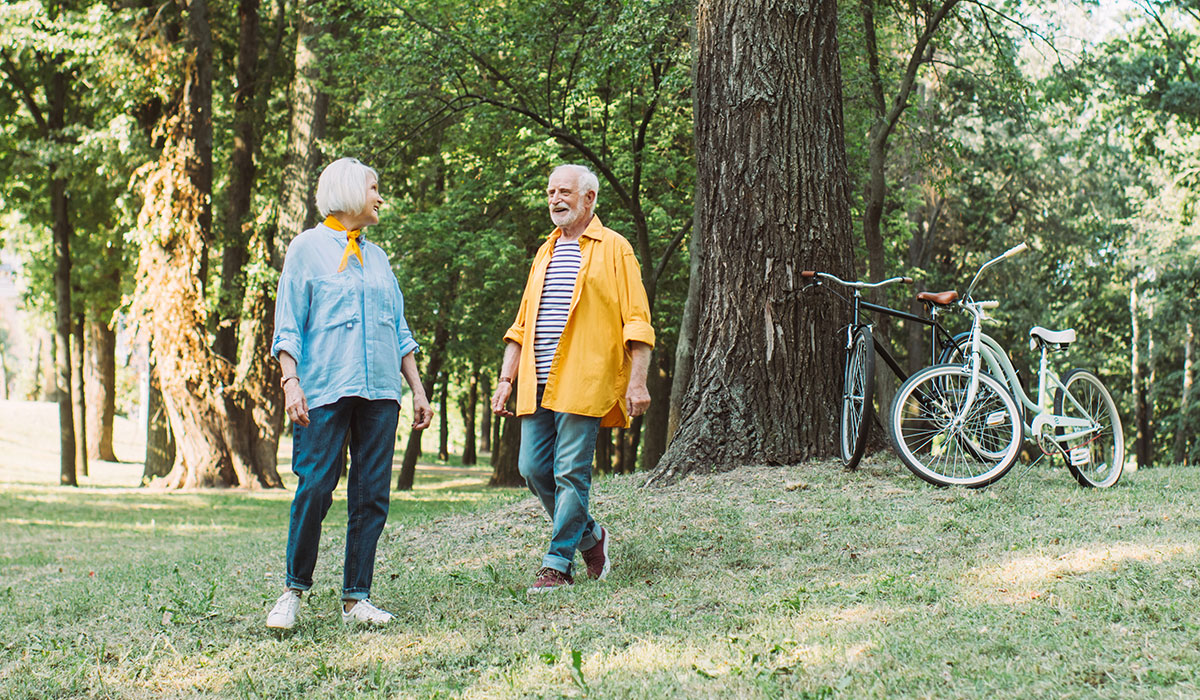 seniors walking outdoors