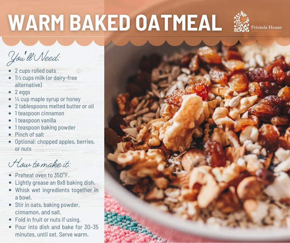 February Recipe - Warm Baked Oatmeal